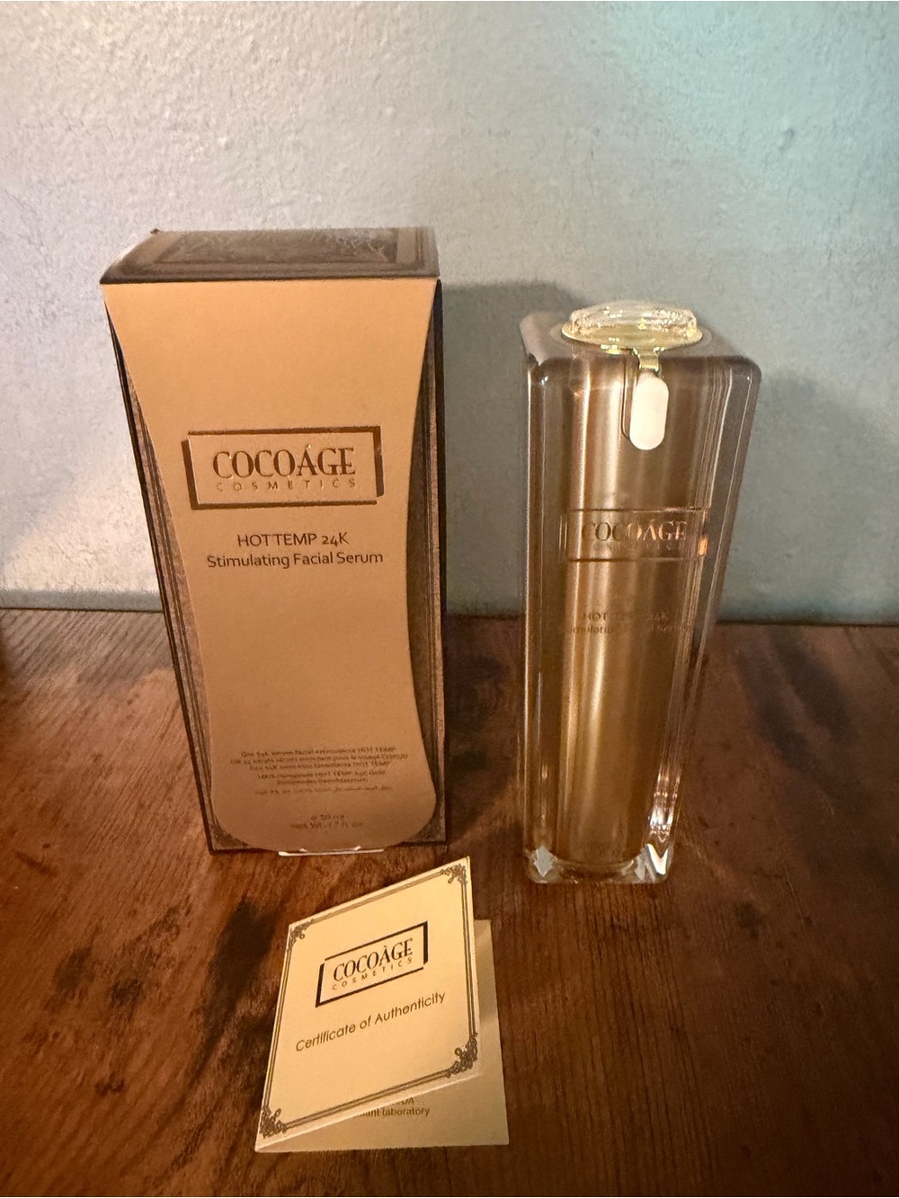 Cocoage Hot Temp 24K Stimulating Facial Serum - Gold Bottle